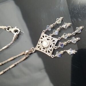 SALE! RARE! Swarovski Crystal Drops 925 Sterling Silver Necklace Great Condition